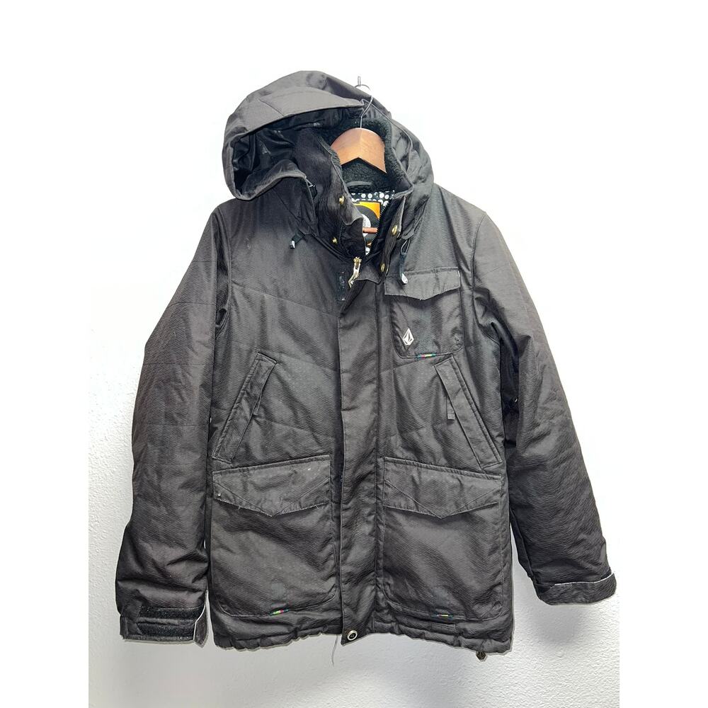 Volcom Thermonite Jacket Ski Snowboard Black Full Zip Puffer Hooded Outdoor S